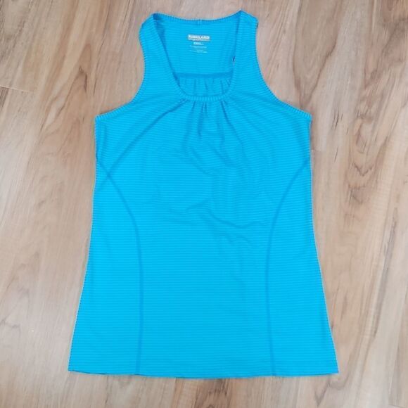 💜Kirkland Blue Striped Racerback Sleeveless Athletic Tanktop Small - Picture 1 of 8